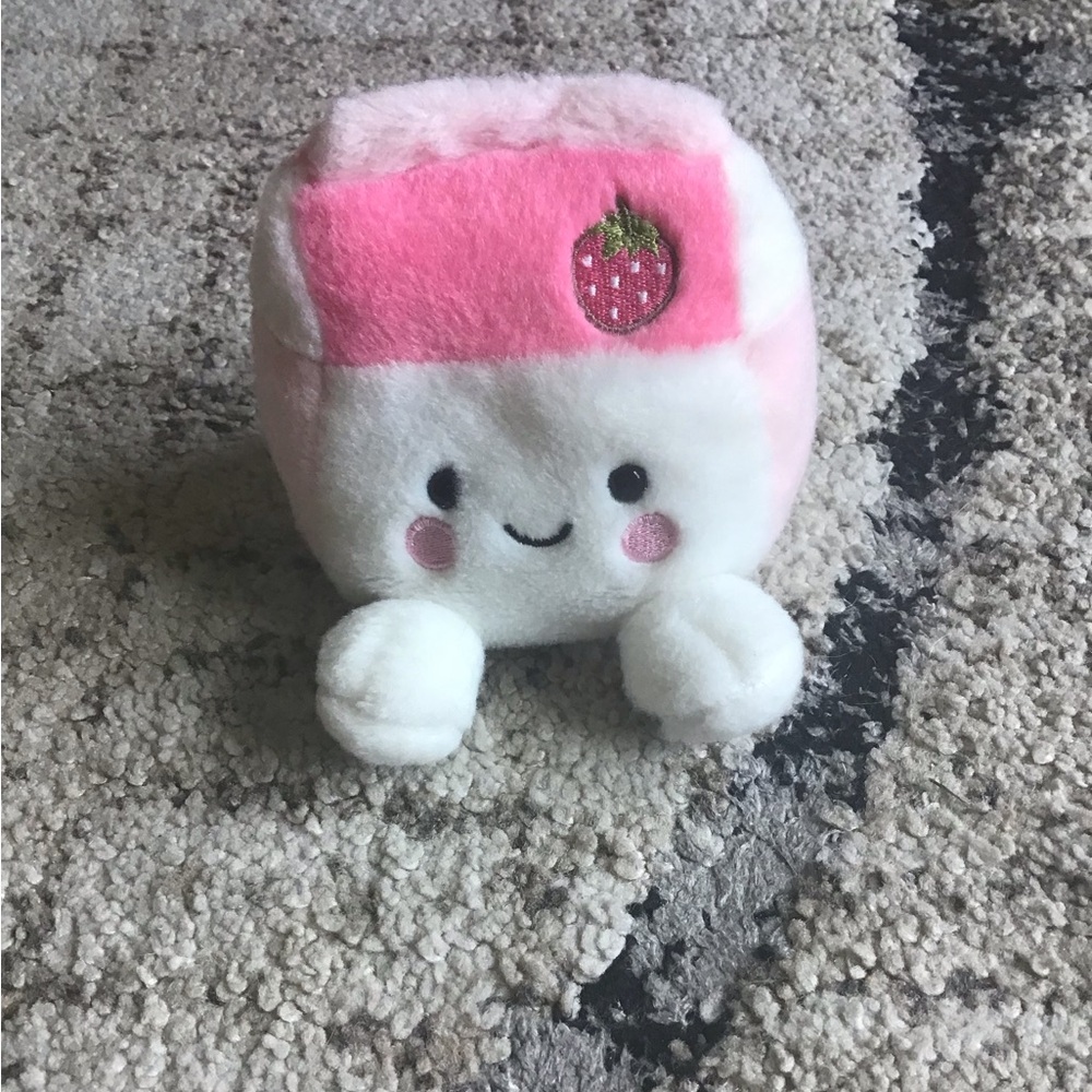 Palm pals strawberry milk carton 5 inch plush
